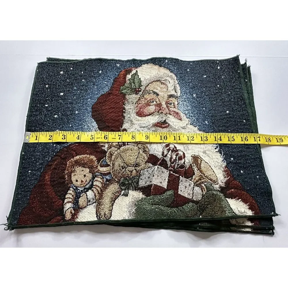 Vintage Tapestry Style‎ Christmas Placemats Set Of 4 Santa Claus Woven Gifts